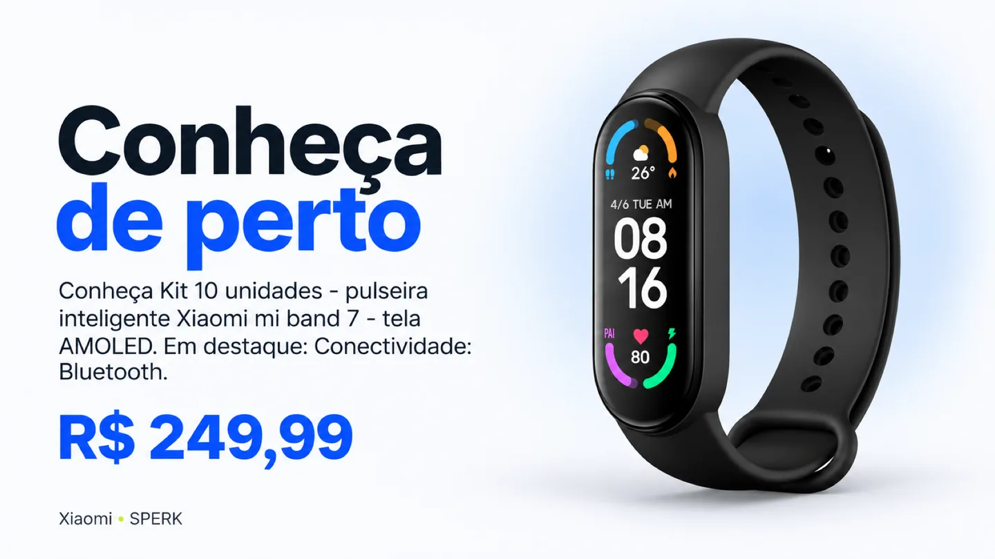 Kit 10 unidades - pulseira inteligente Xiaomi mi band 7 - tela AMOLED — heroi descricao
