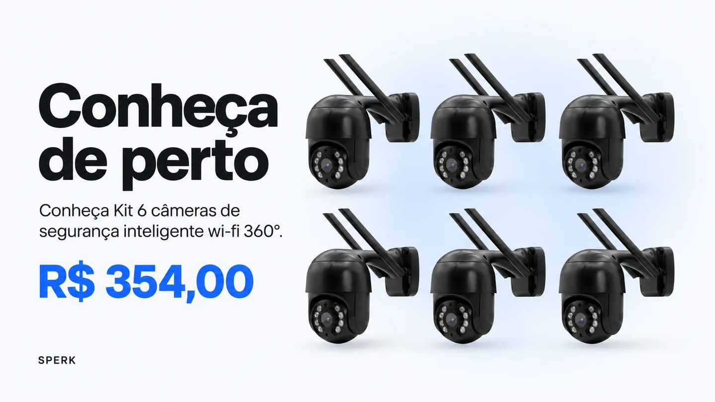 Kit 6 câmeras de segurança inteligente wi-fi 360° — heroi descricao