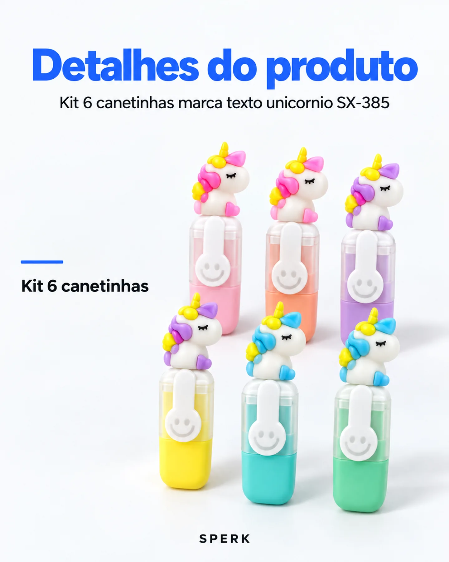 Kit 6 canetinhas marca texto unicornio SX-385 — painel 4