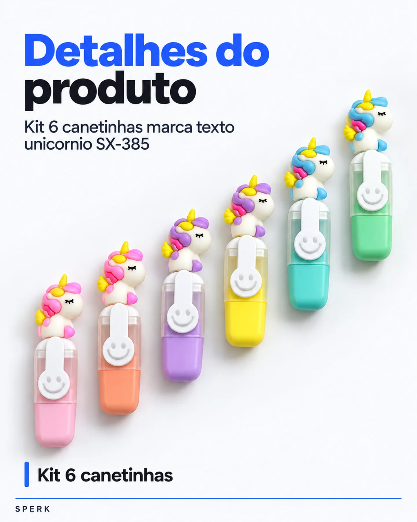 Kit 6 canetinhas marca texto unicornio SX-385 — painel 5