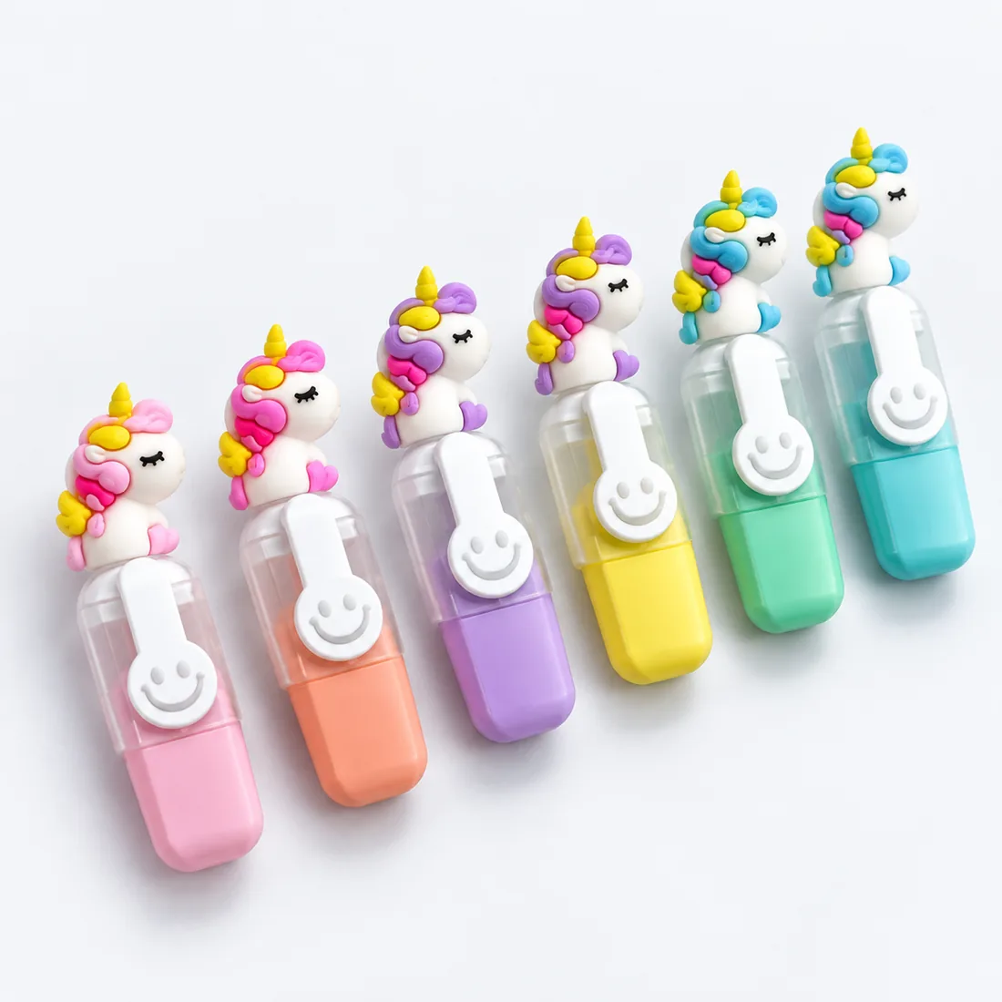 Kit 6 canetinhas marca texto unicornio SX-385 — verso lateral