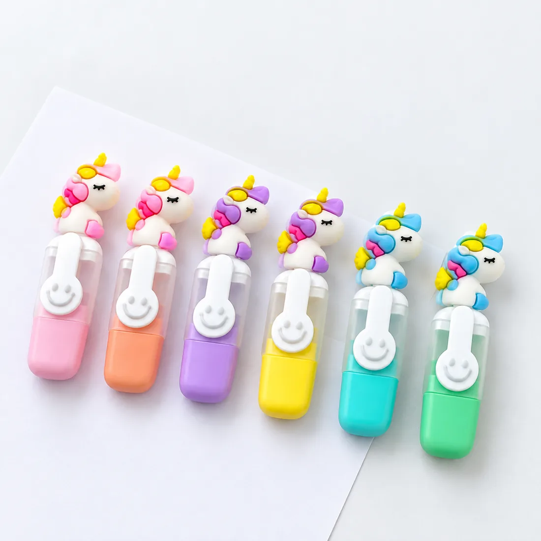 Kit 6 canetinhas marca texto unicornio SX-385 — escala