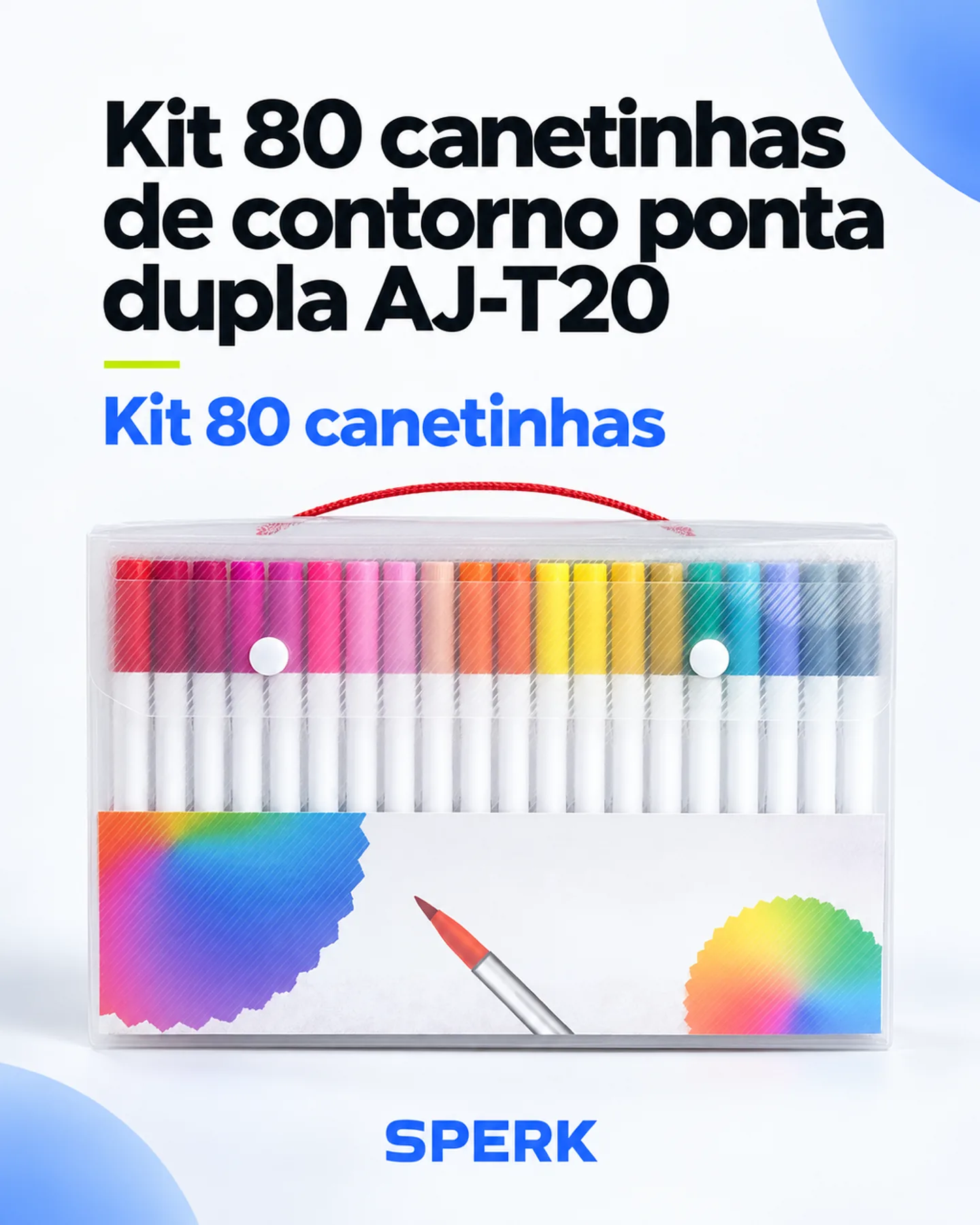 Kit 80 canetinhas de contorno ponta dupla AJ-T20 — painel 1
