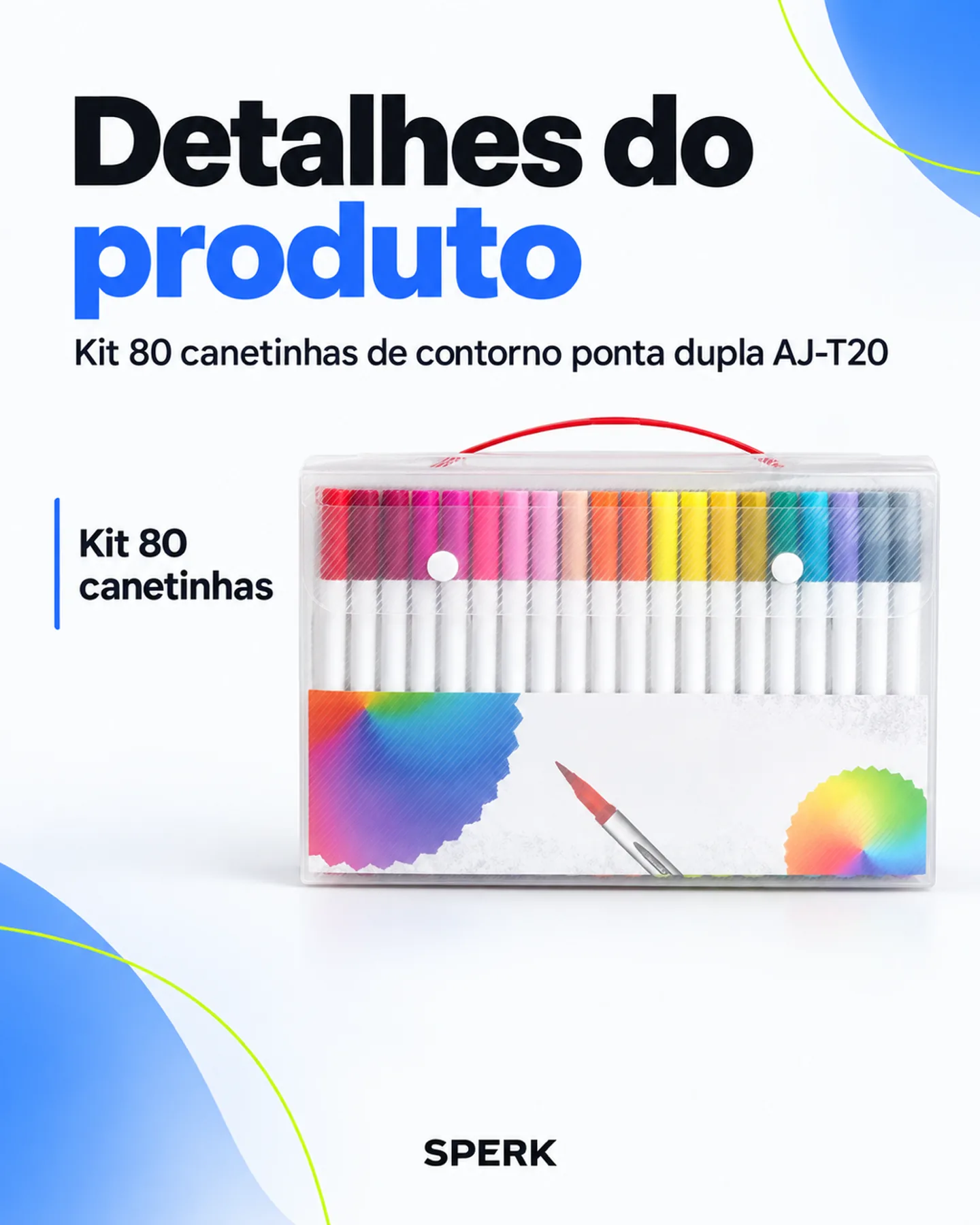 Kit 80 canetinhas de contorno ponta dupla AJ-T20 — painel 4