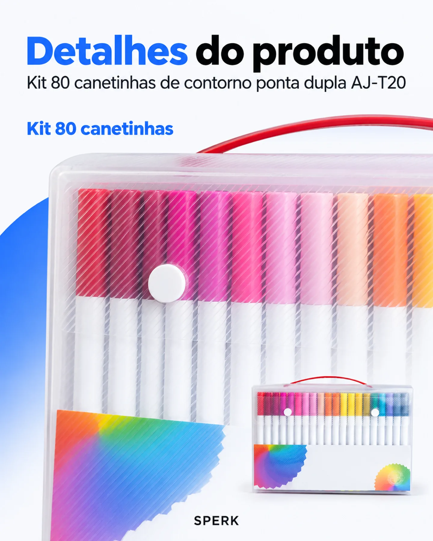 Kit 80 canetinhas de contorno ponta dupla AJ-T20 — painel 5