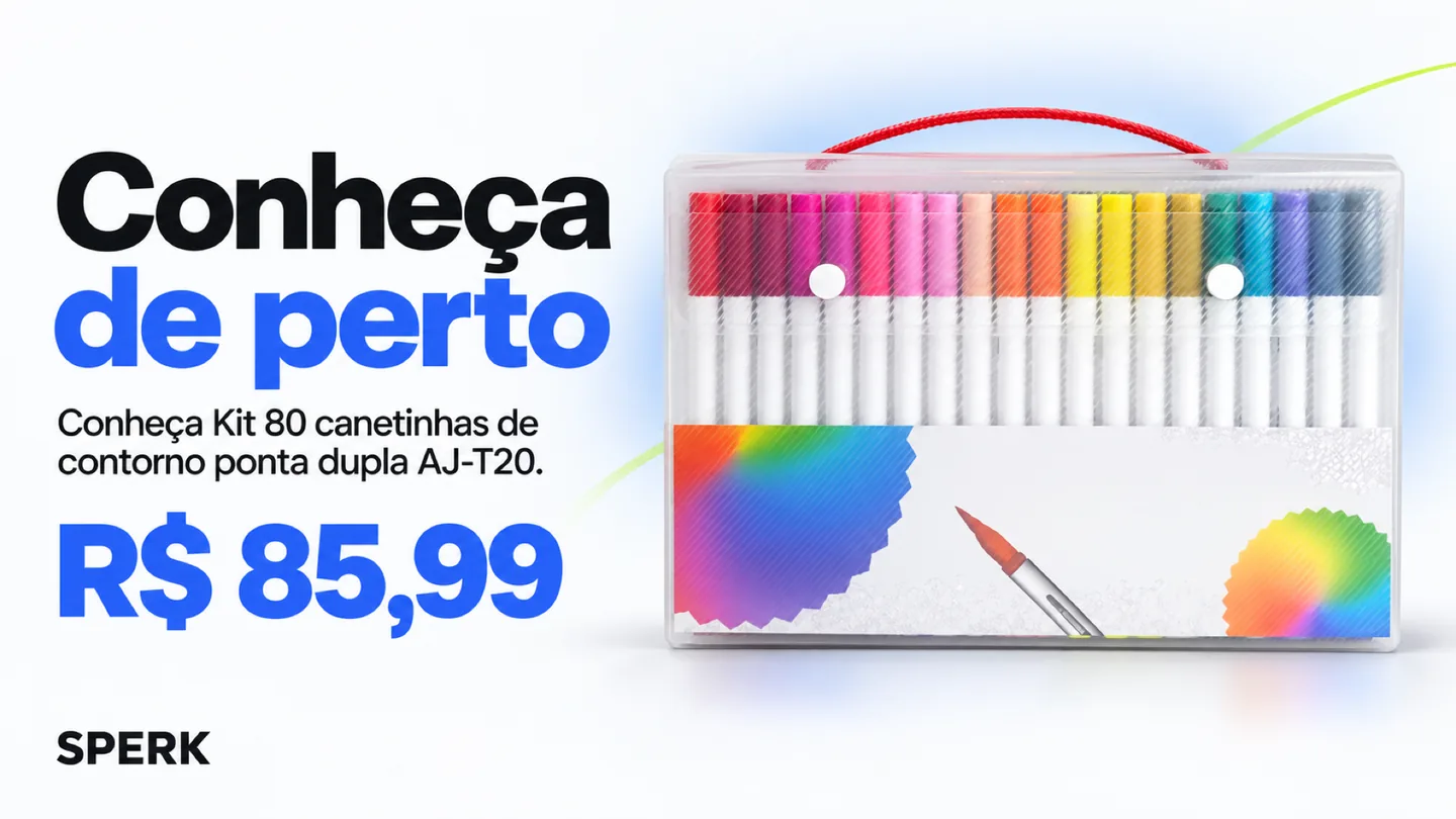 Kit 80 canetinhas de contorno ponta dupla AJ-T20 — heroi descricao