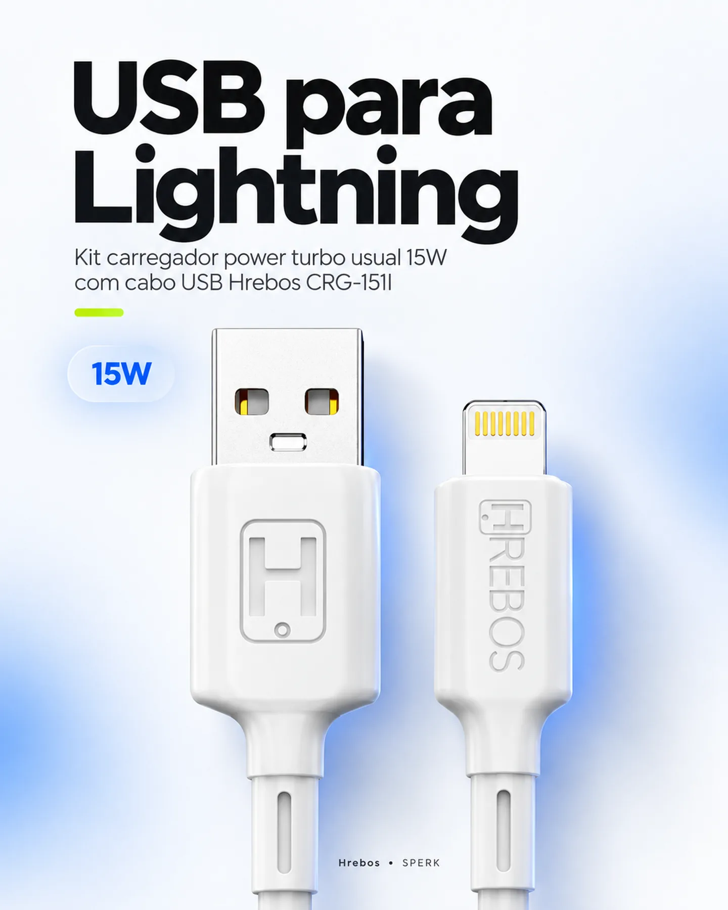 Kit carregador power turbo usual 15W com cabo USB Hrebos CRG-151I — painel 2