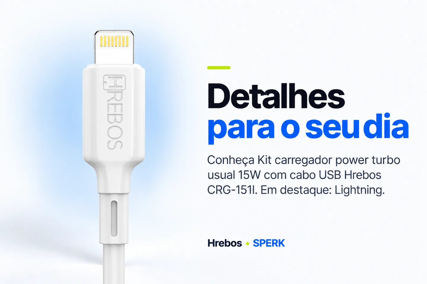 Kit carregador power turbo usual 15W com cabo USB Hrebos CRG-151I — diferencial uso