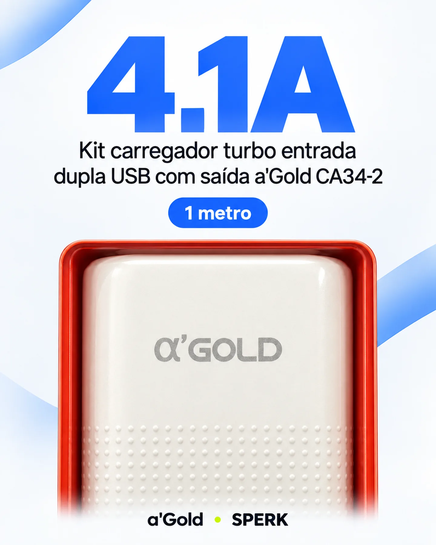 Kit carregador turbo entrada dupla USB com saída a'Gold CA34-2 — painel 2