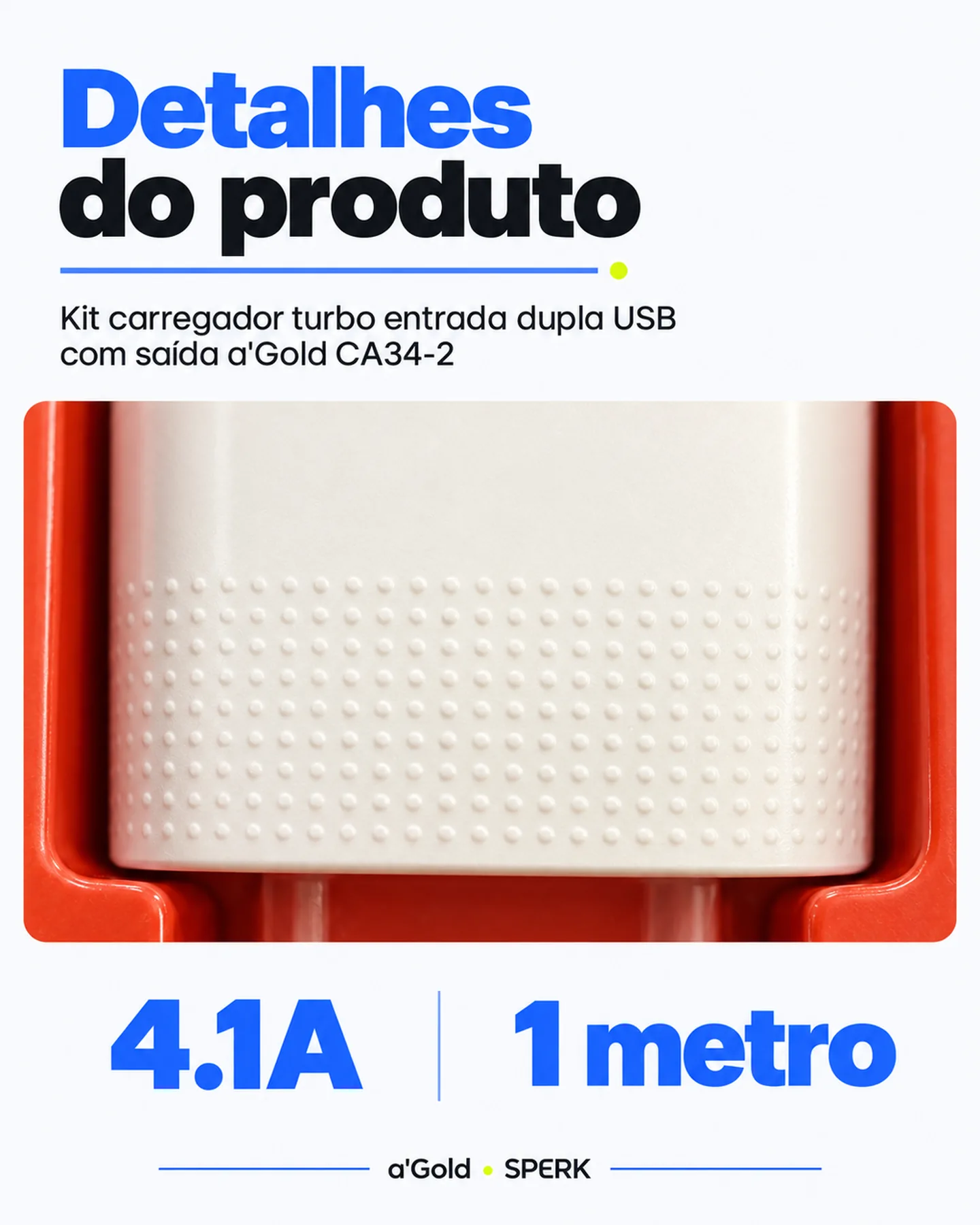 Kit carregador turbo entrada dupla USB com saída a'Gold CA34-2 — painel 5