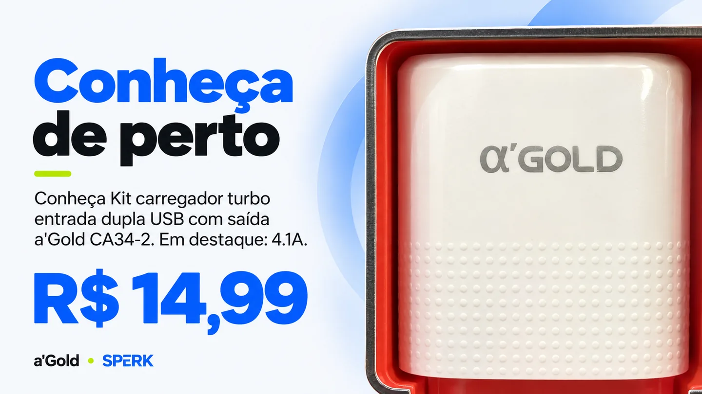 Kit carregador turbo entrada dupla USB com saída a'Gold CA34-2 — heroi descricao