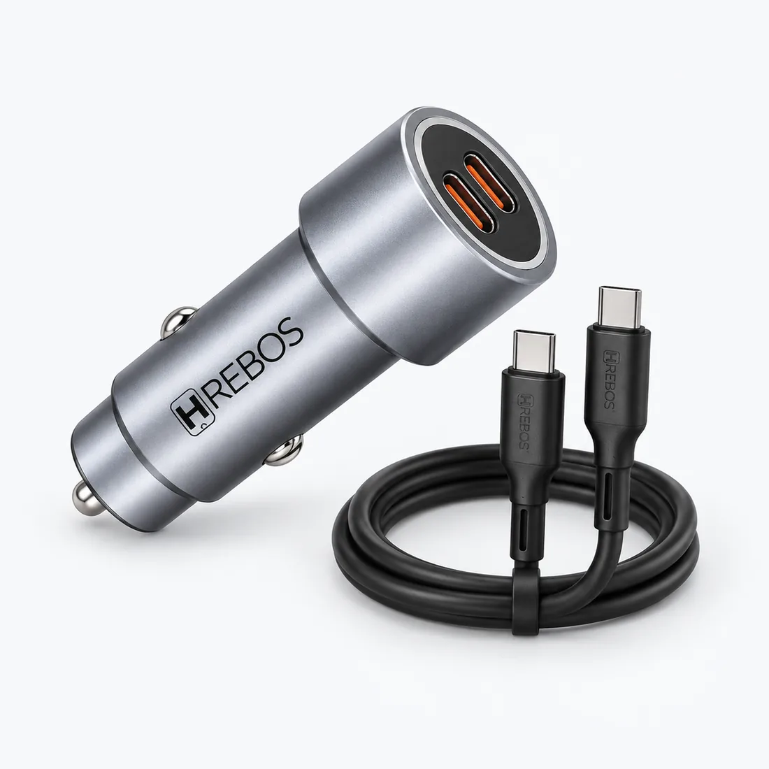 Kit carregador veicular 60W com cabo Tipo-C Hrebos CRV-203CC