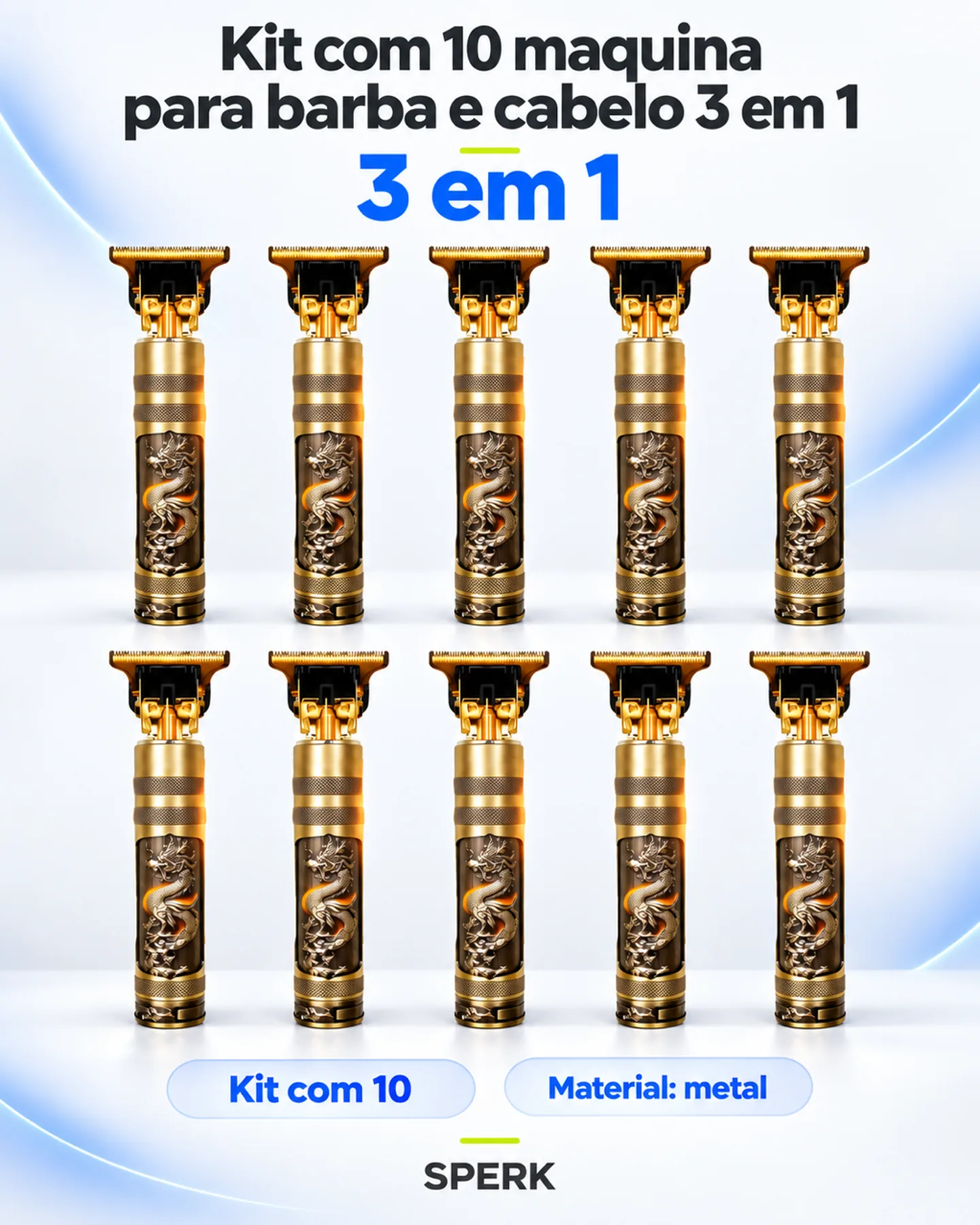 Kit com 10 maquina para barba e cabelo 3 em 1 — painel 1