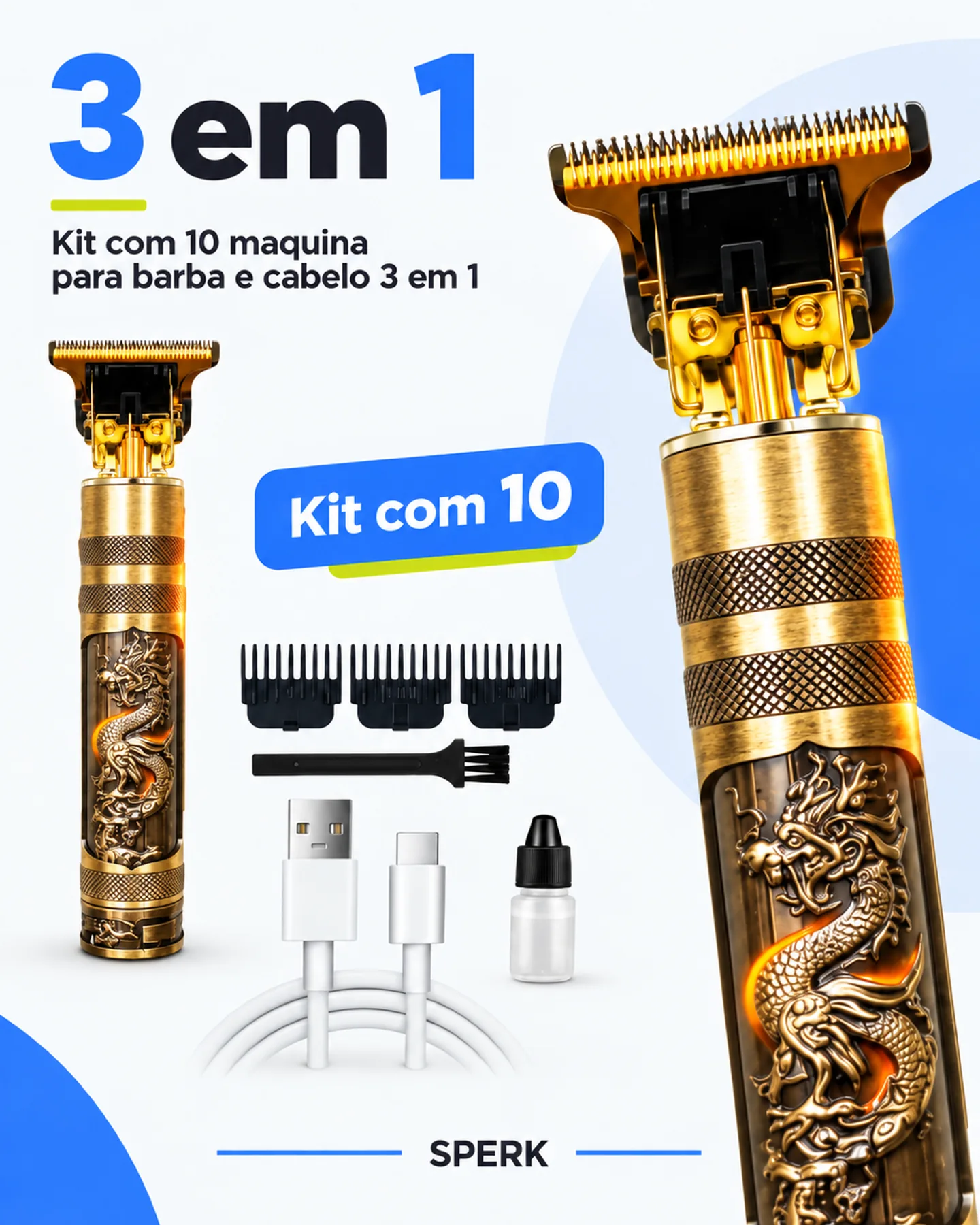 Kit com 10 maquina para barba e cabelo 3 em 1 — painel 2