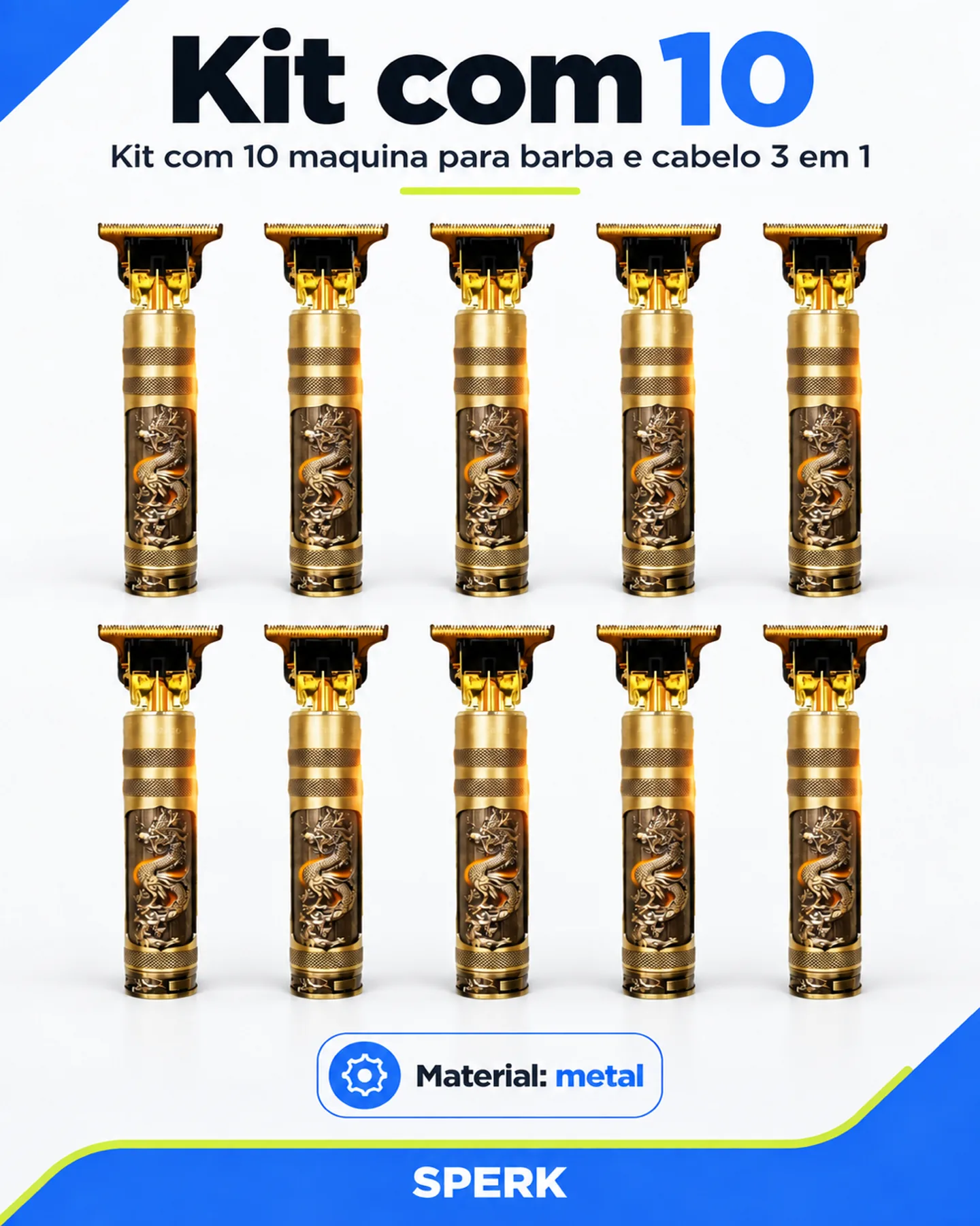 Kit com 10 maquina para barba e cabelo 3 em 1 — painel 3