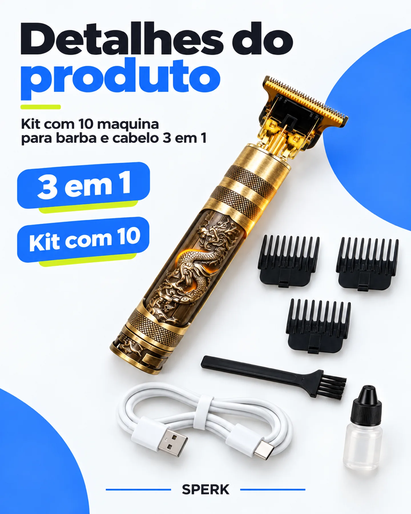 Kit com 10 maquina para barba e cabelo 3 em 1 — painel 5