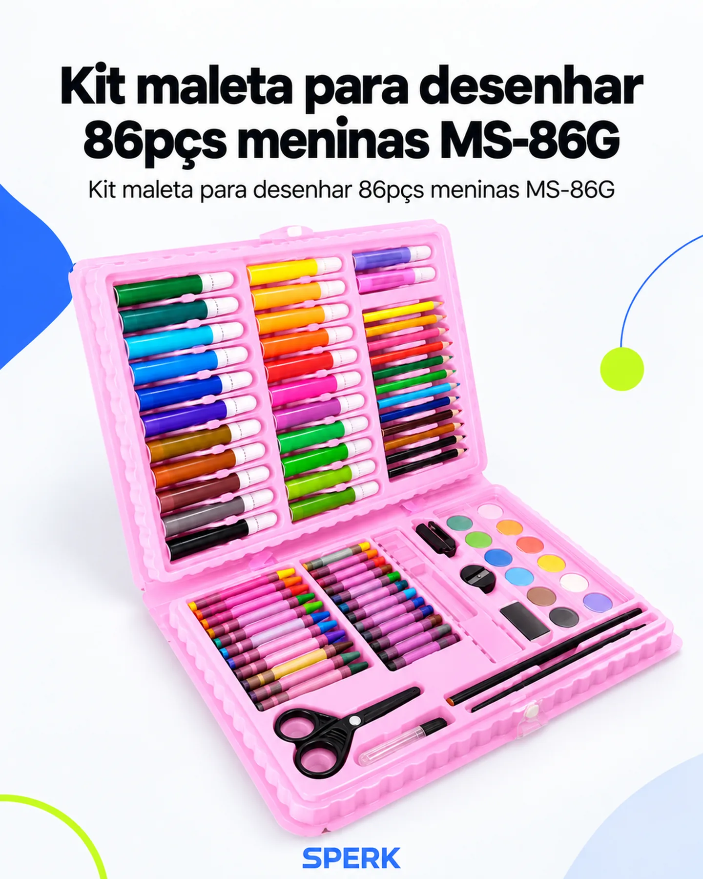 Kit maleta para desenhar 86pçs meninas MS-86G — painel 1