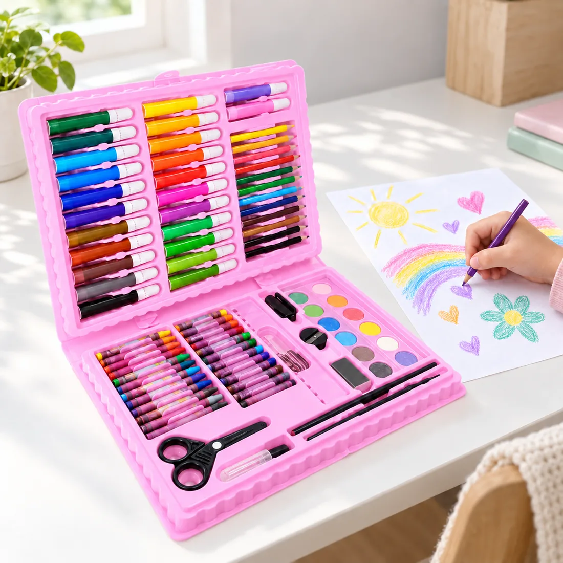 Kit maleta para desenhar 86pçs meninas MS-86G — uso