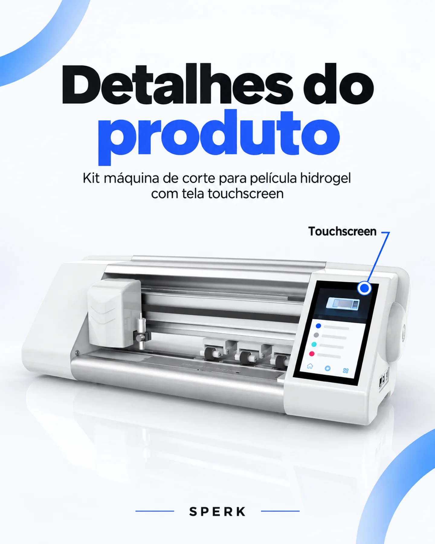 Kit máquina de corte para película hidrogel com tela touchscreen — painel 4