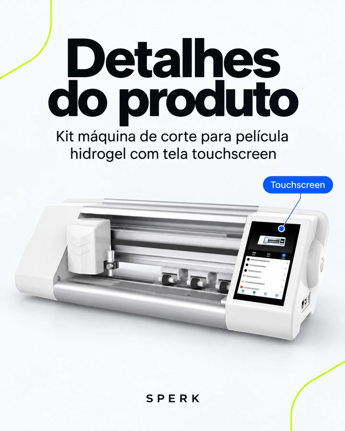 Kit máquina de corte para película hidrogel com tela touchscreen — painel 5