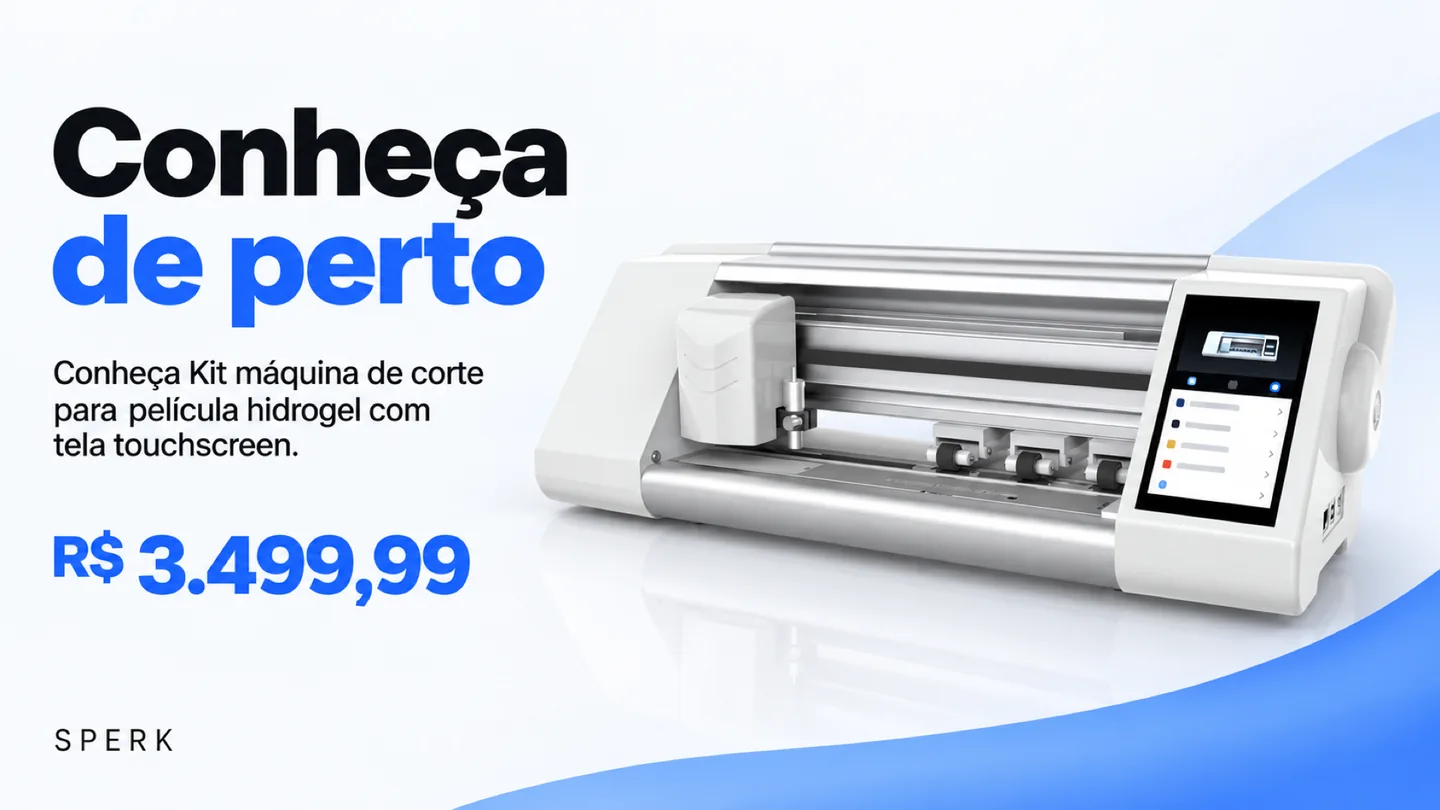 Kit máquina de corte para película hidrogel com tela touchscreen — heroi descricao