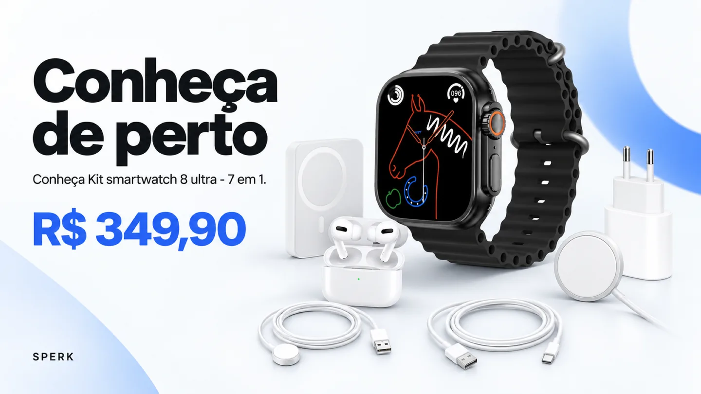 Kit smartwatch 8 ultra - 7 em 1 — heroi descricao