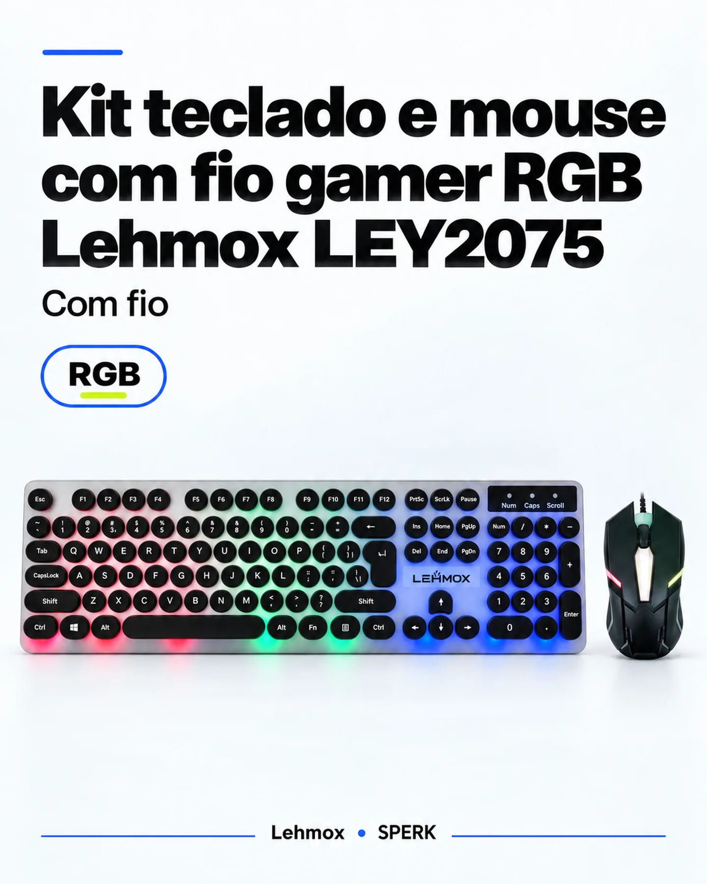 Kit teclado e mouse com fio gamer RGB Lehmox LEY2075 — painel 1