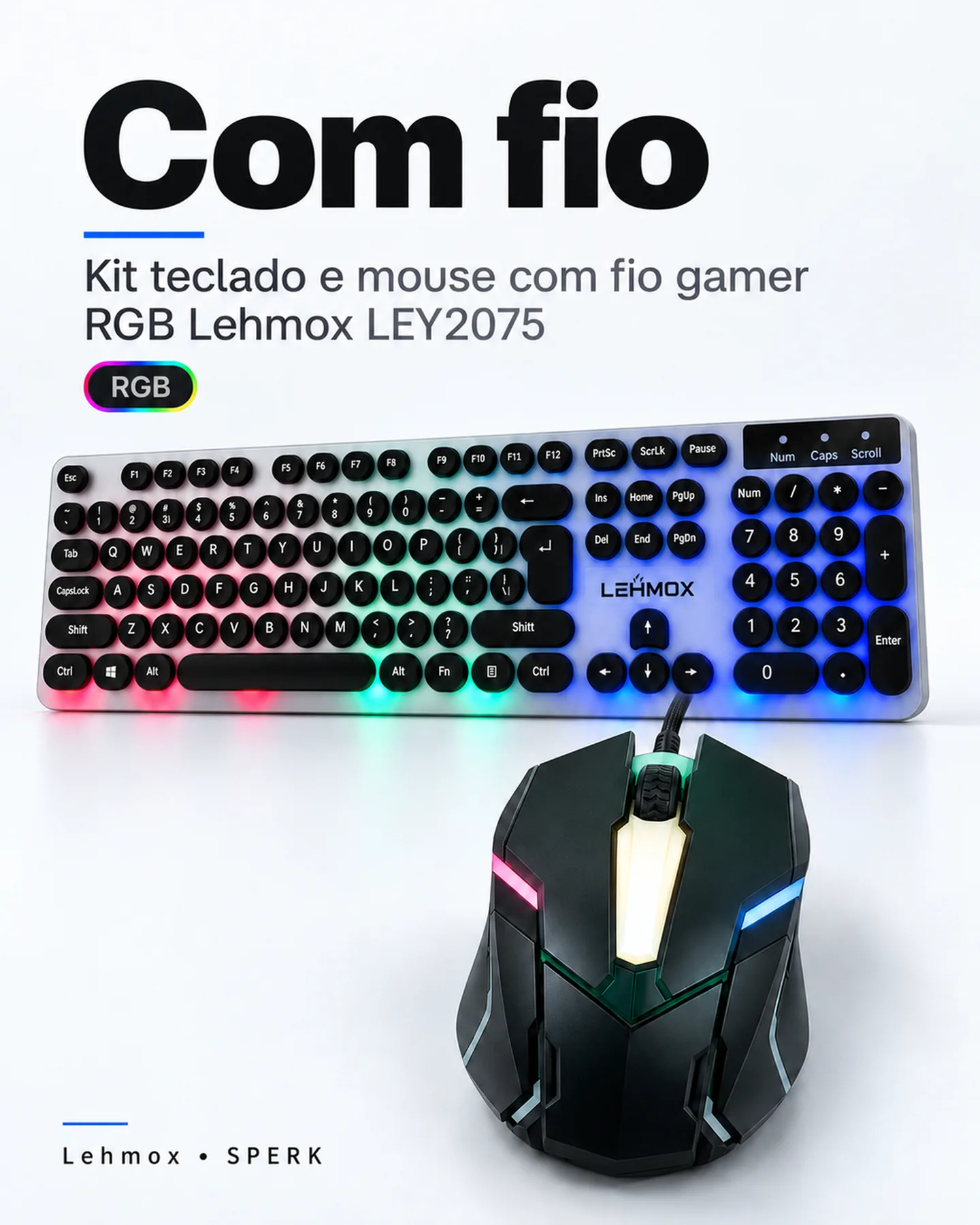 Kit teclado e mouse com fio gamer RGB Lehmox LEY2075 — painel 2