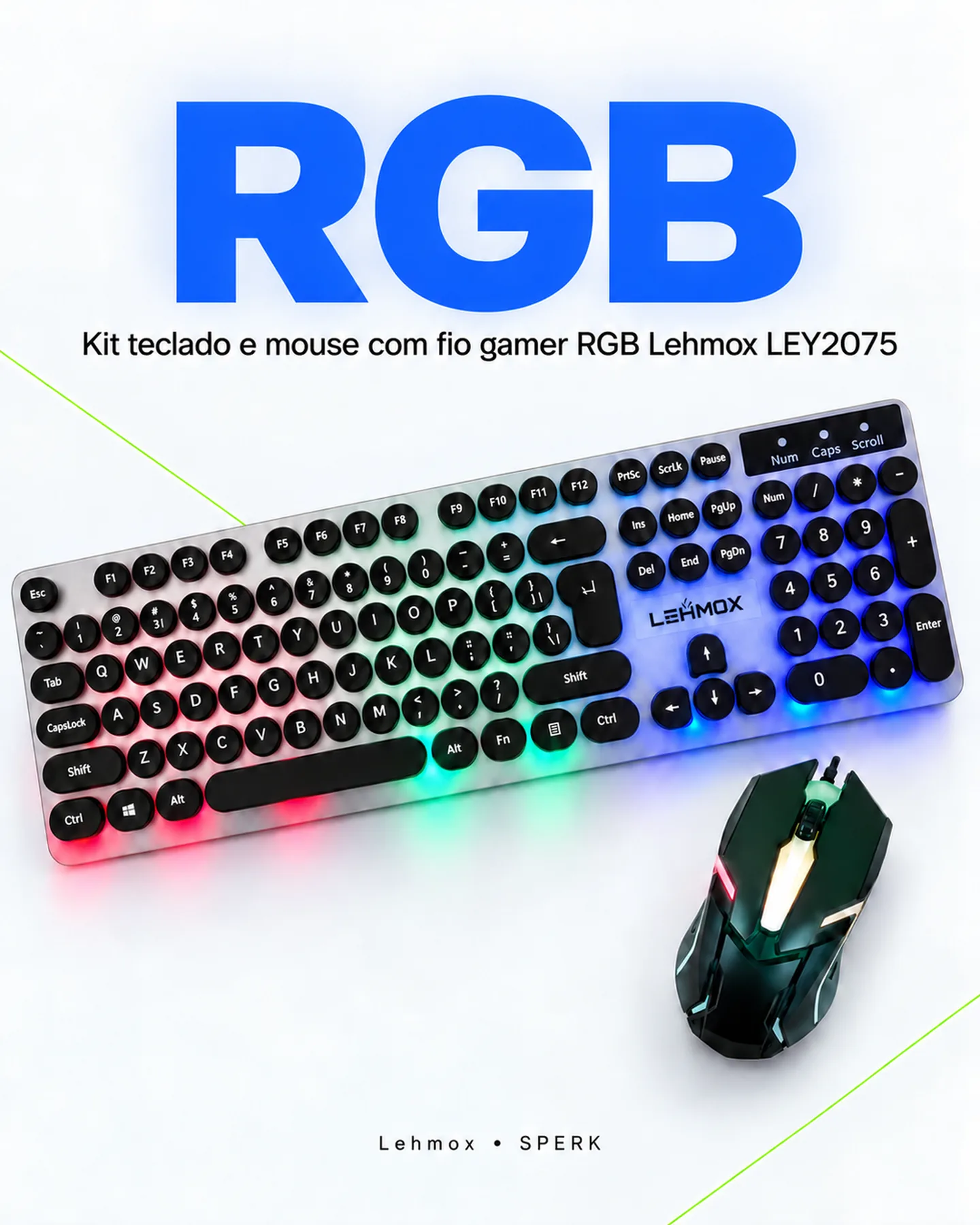 Kit teclado e mouse com fio gamer RGB Lehmox LEY2075 — painel 3