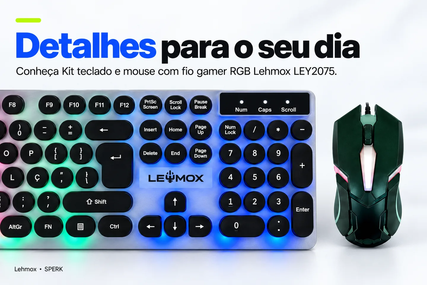 Kit teclado e mouse com fio gamer RGB Lehmox LEY2075 — diferencial uso
