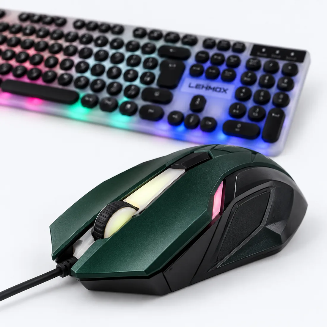 Kit teclado e mouse com fio gamer RGB Lehmox LEY2075 — verso lateral