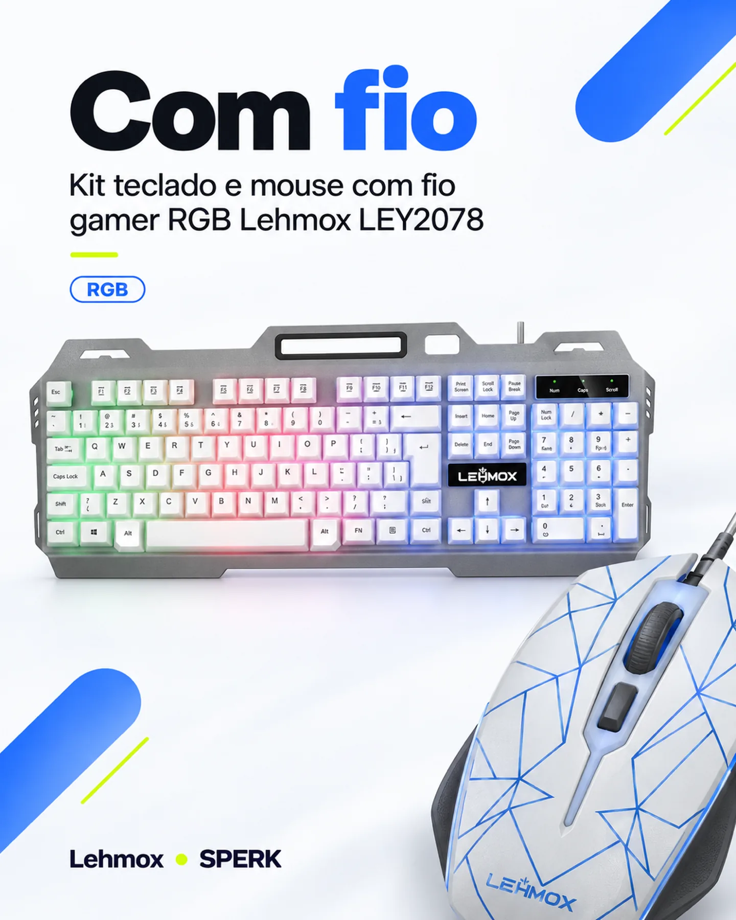 Kit teclado e mouse com fio gamer RGB Lehmox LEY2078 — painel 2