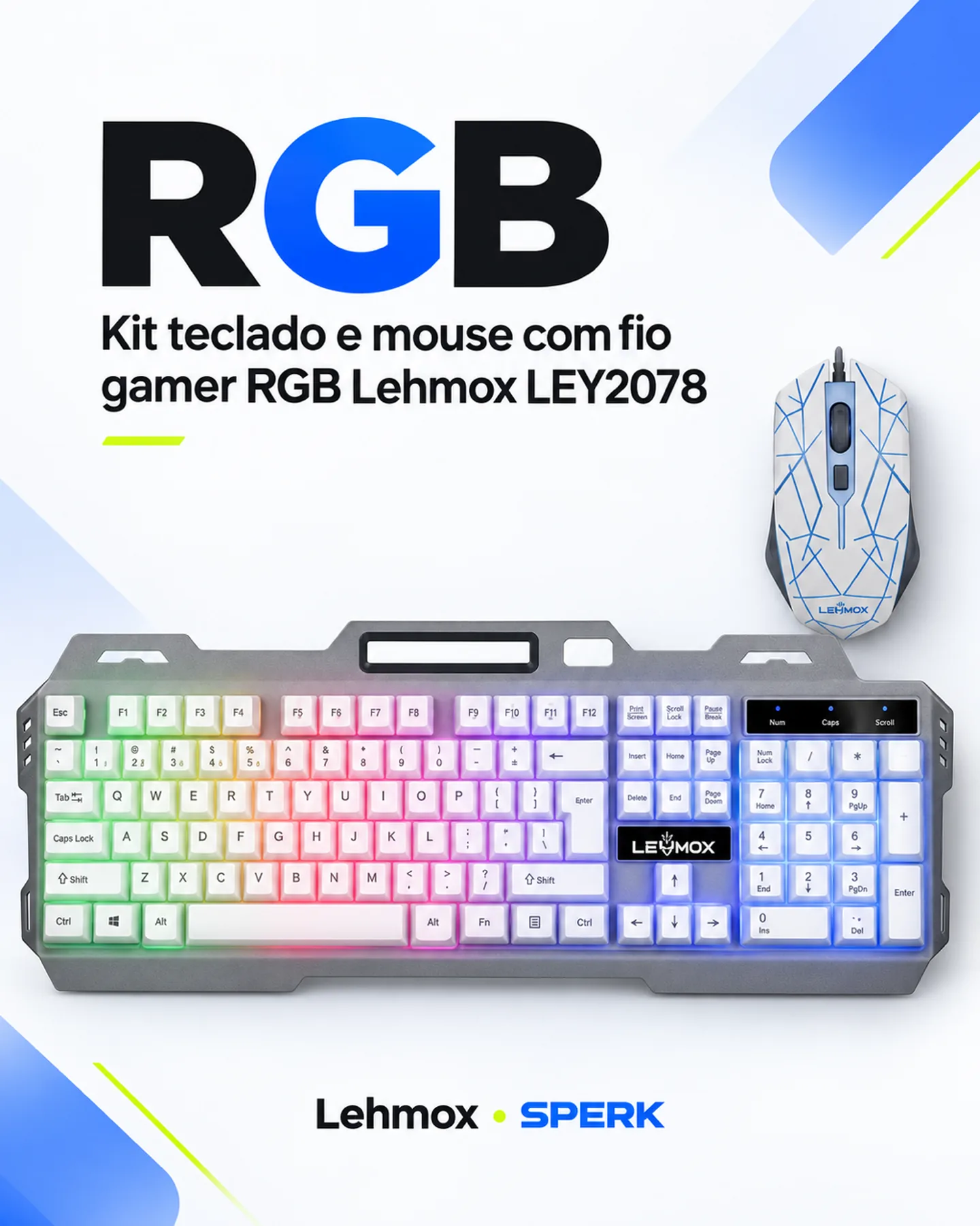 Kit teclado e mouse com fio gamer RGB Lehmox LEY2078 — painel 3