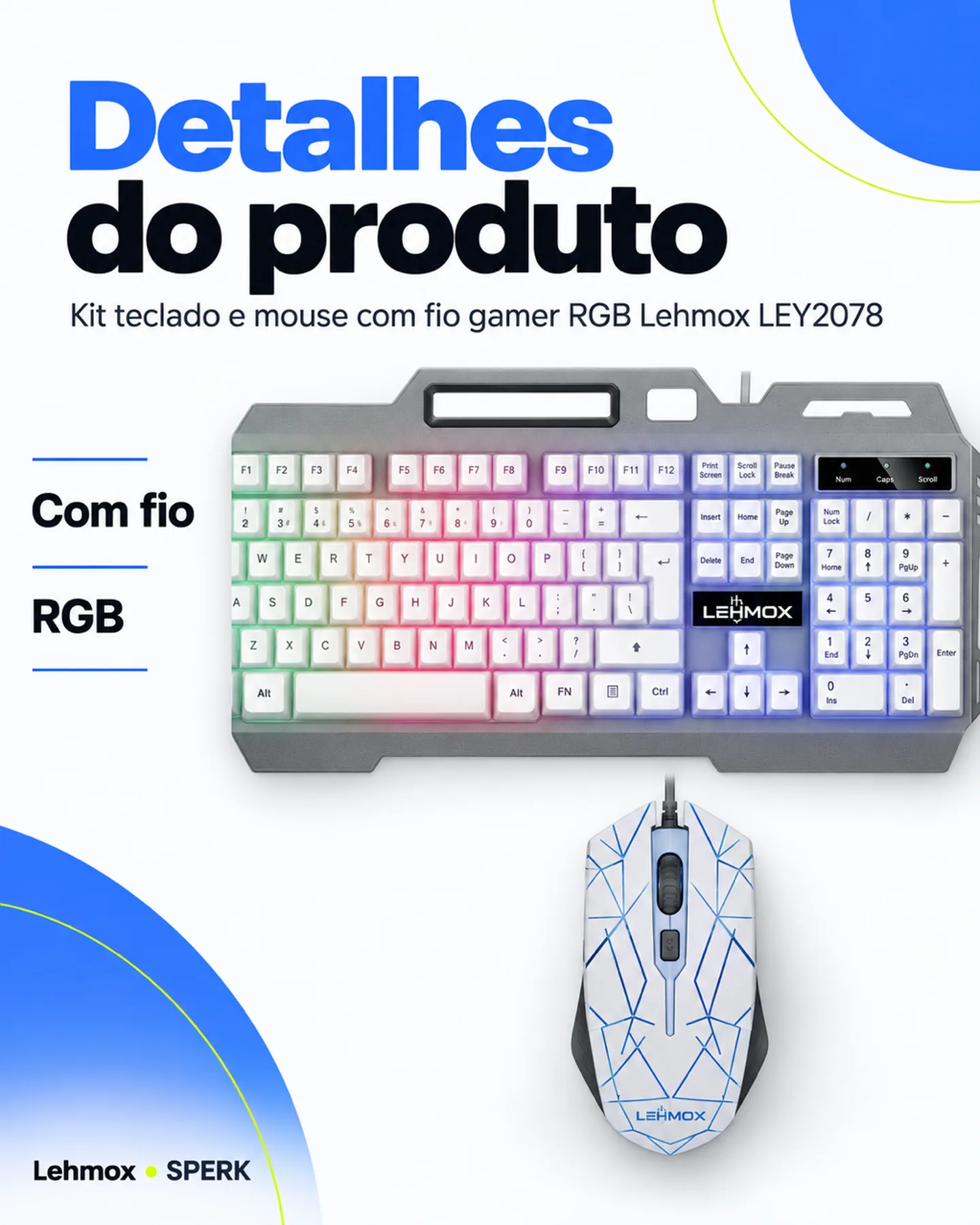 Kit teclado e mouse com fio gamer RGB Lehmox LEY2078 — painel 4