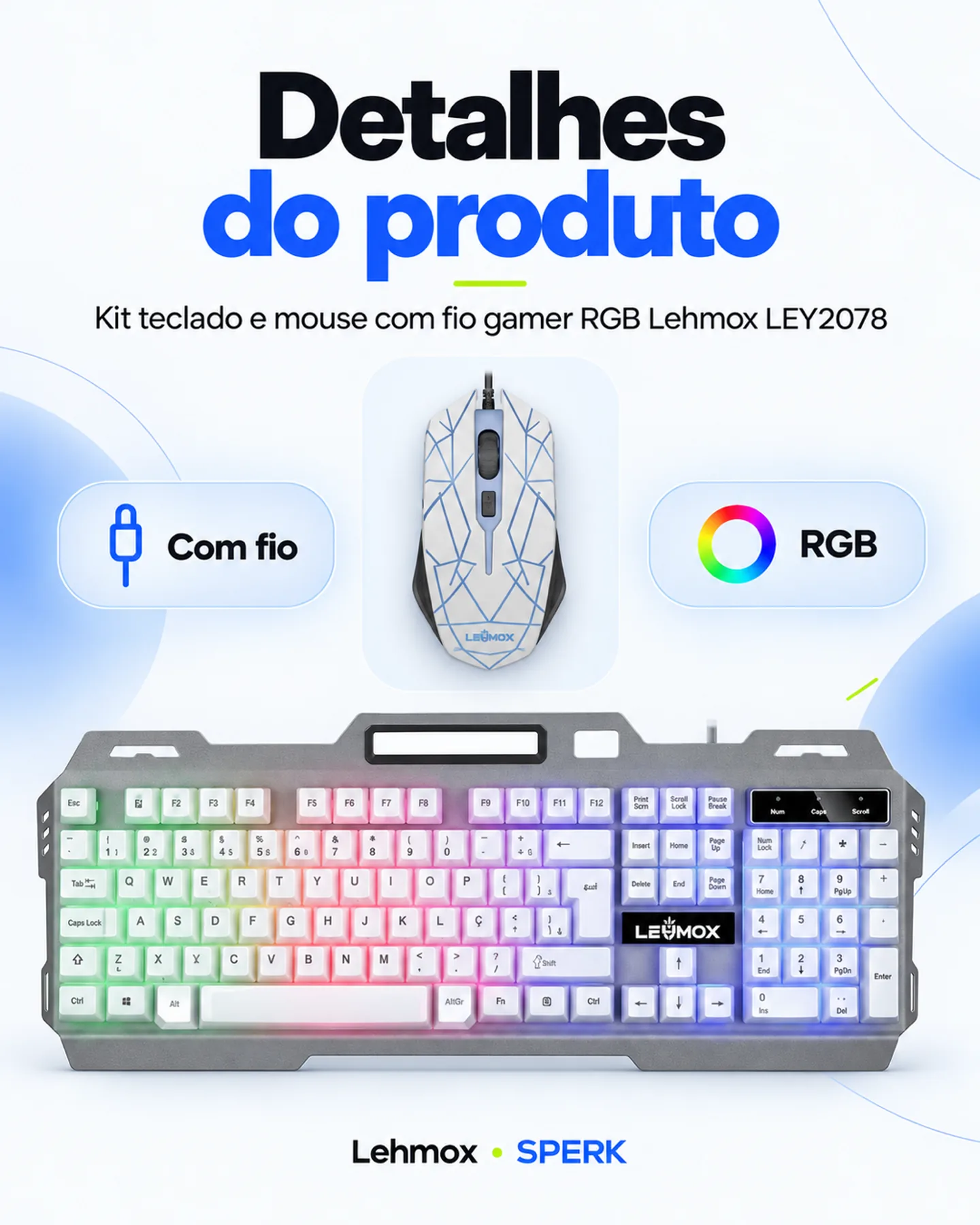 Kit teclado e mouse com fio gamer RGB Lehmox LEY2078 — painel 5