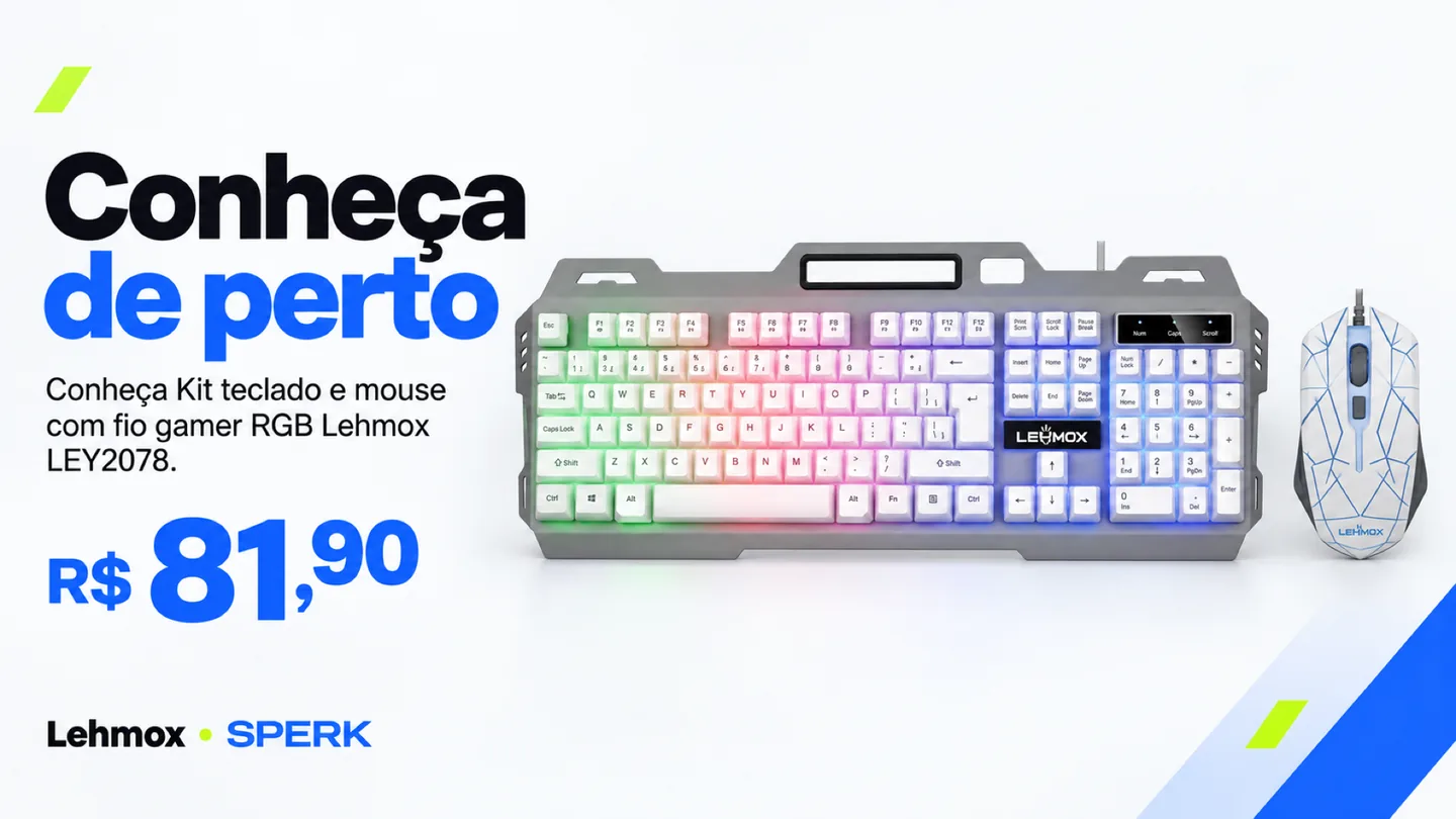 Kit teclado e mouse com fio gamer RGB Lehmox LEY2078 — heroi descricao