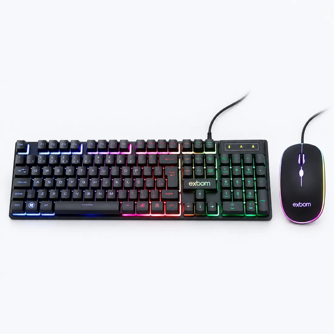 Kit teclado e mouse gamer com fio LED RGB - Exbom - BK-G550