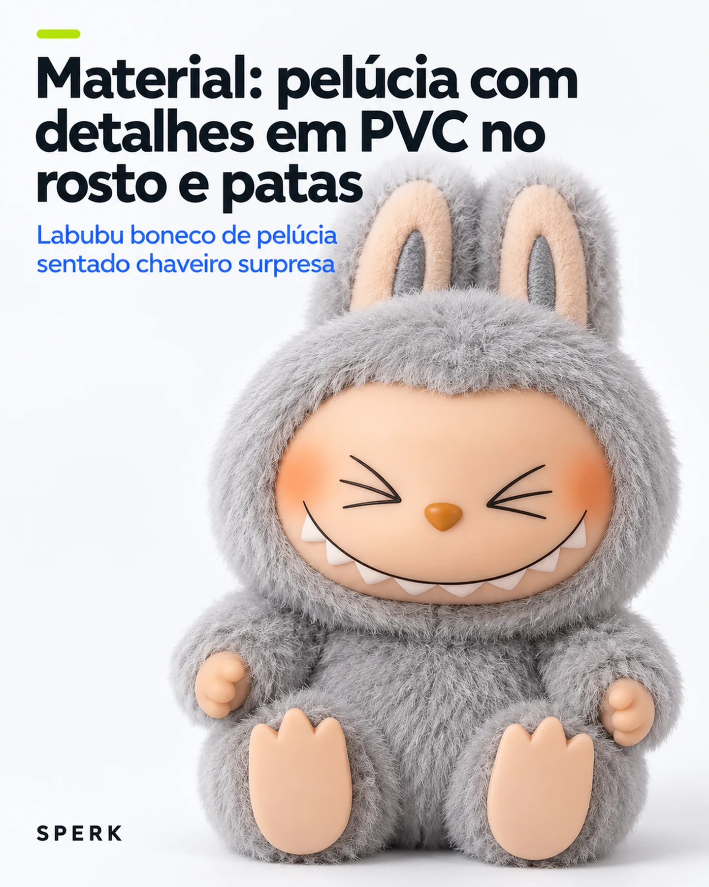 Labubu boneco de pelúcia sentado chaveiro surpresa — painel 2