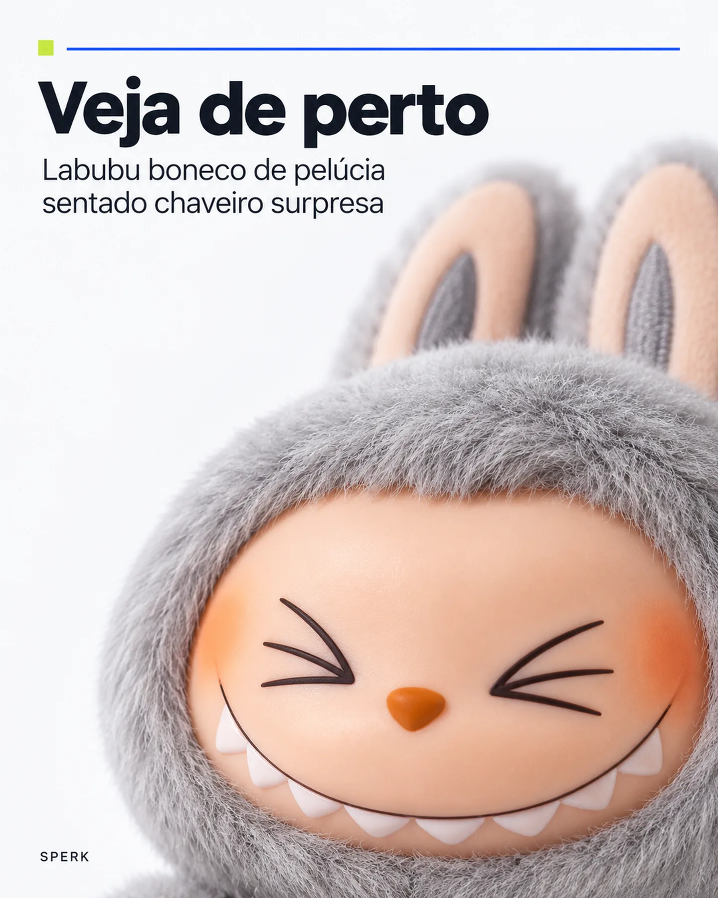 Labubu boneco de pelúcia sentado chaveiro surpresa — painel 3