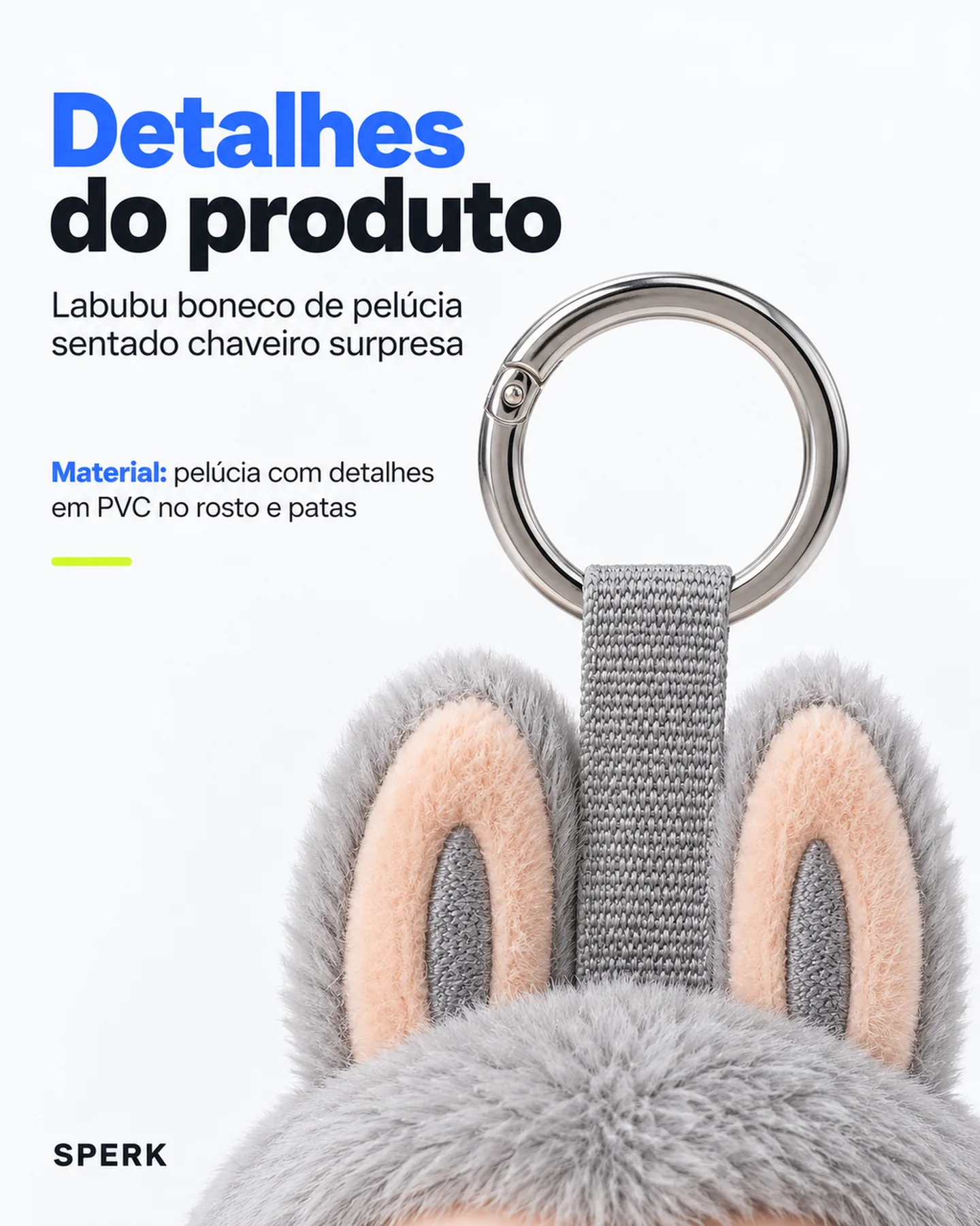 Labubu boneco de pelúcia sentado chaveiro surpresa — painel 5