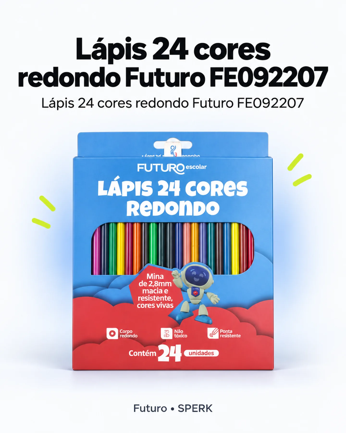 Lápis 24 cores redondo Futuro FE092207 — painel 1