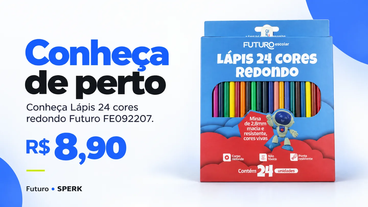 Lápis 24 cores redondo Futuro FE092207 — heroi descricao