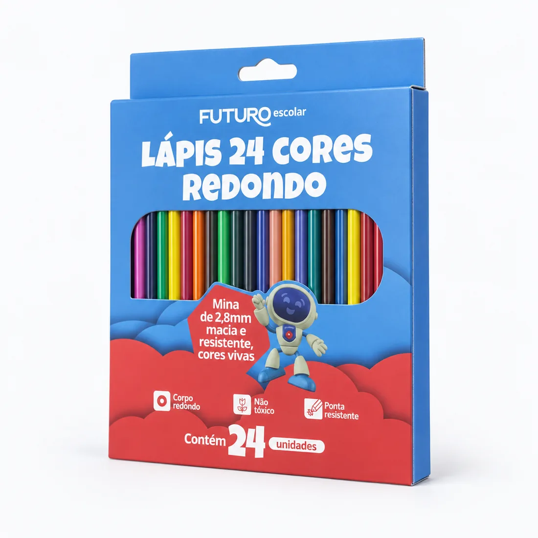 Lápis 24 cores redondo Futuro FE092207 — verso lateral