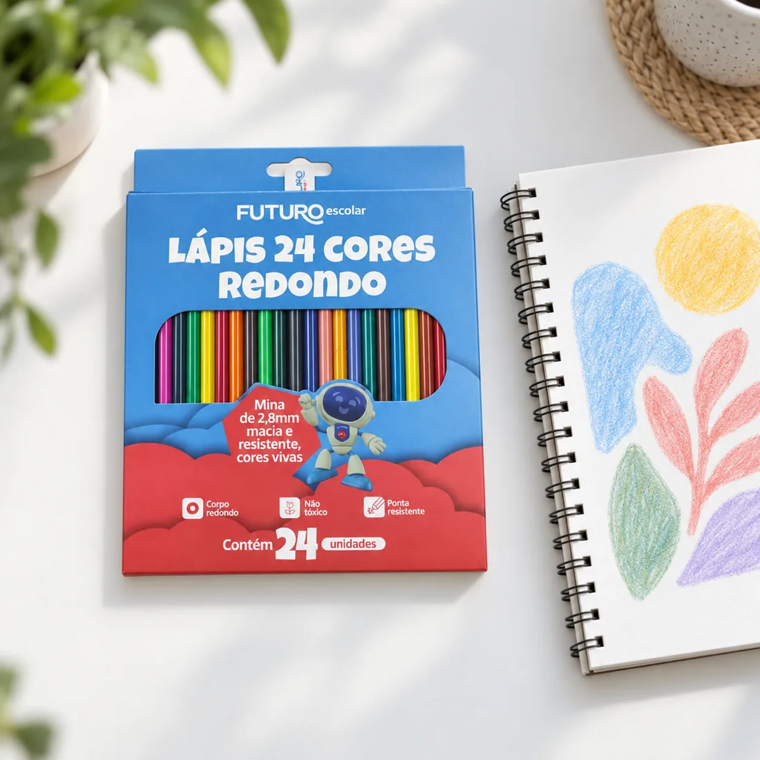 Lápis 24 cores redondo Futuro FE092207 — uso