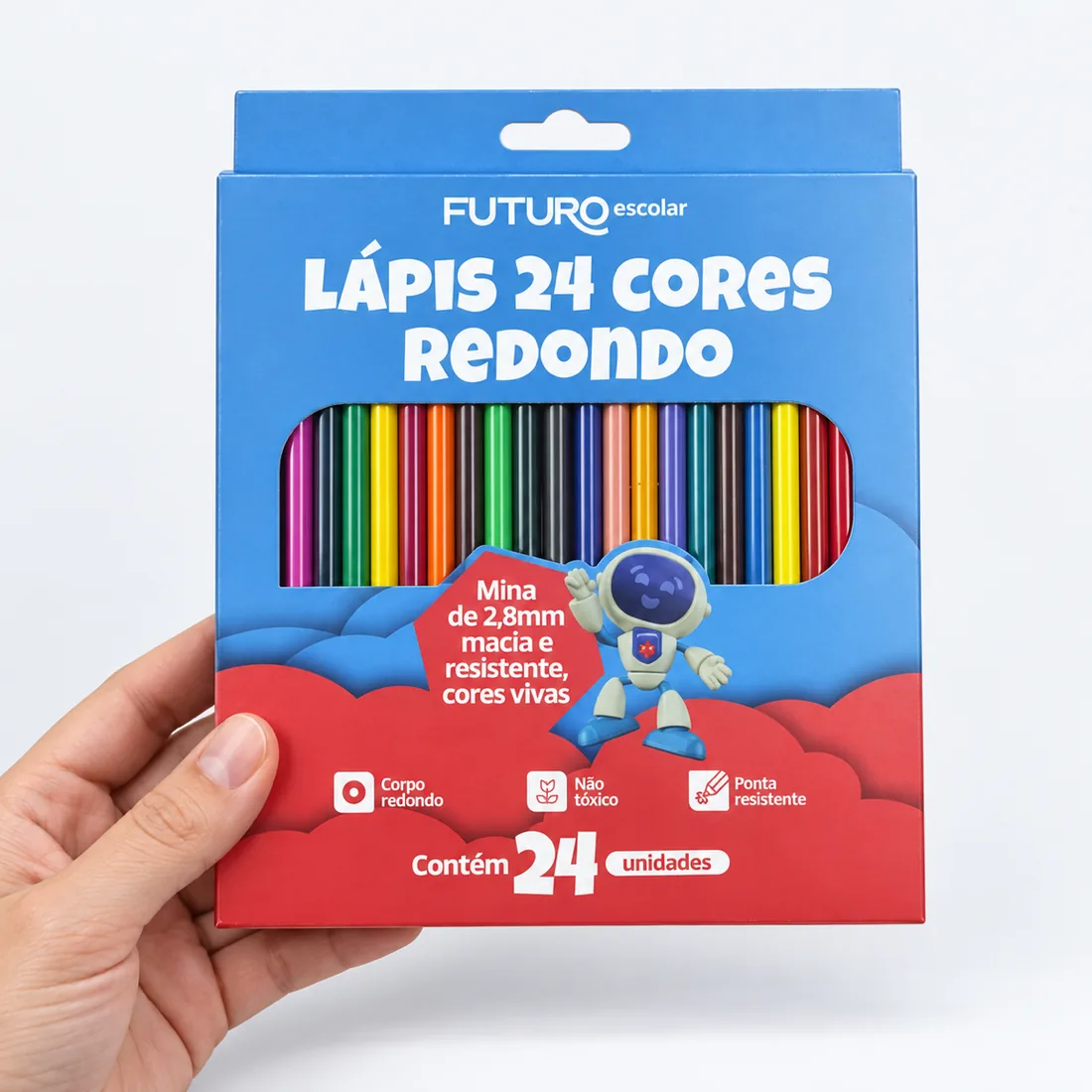 Lápis 24 cores redondo Futuro FE092207 — escala