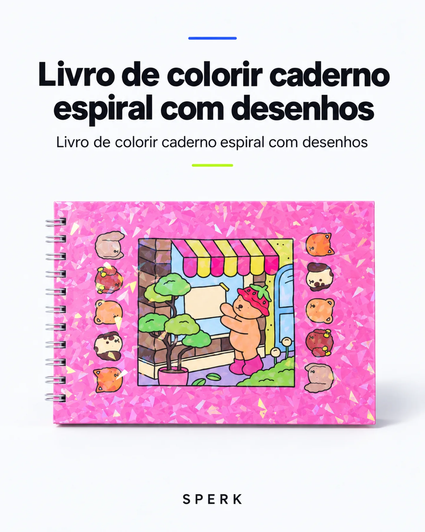 Livro de colorir caderno espiral com desenhos — painel 1