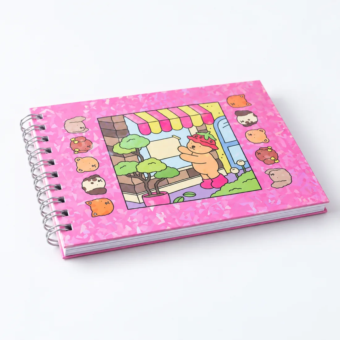 Livro de colorir caderno espiral com desenhos — verso lateral
