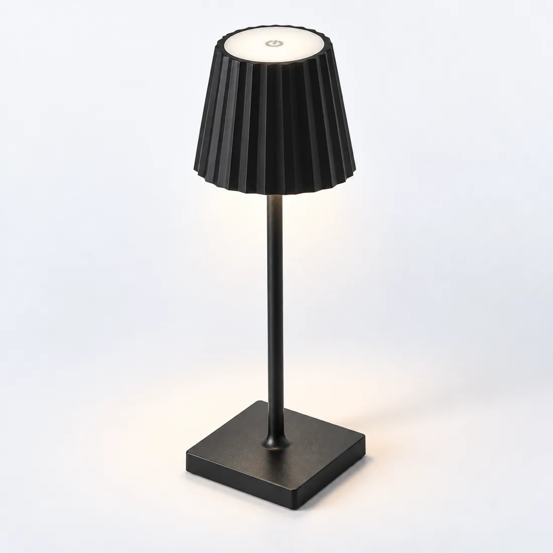 Luminária abajur mesa LED touch sem fio recarregável preto — verso lateral