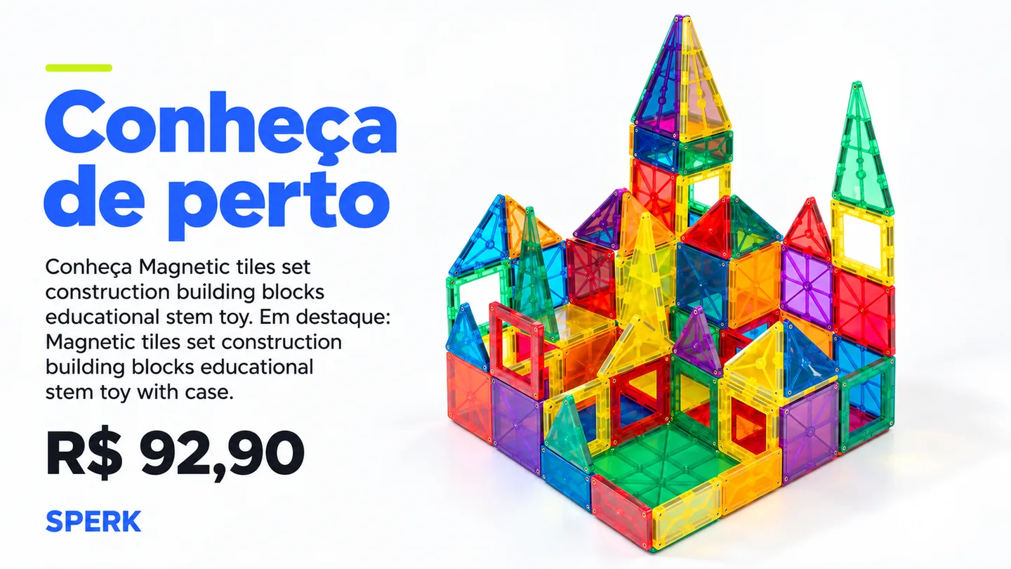 Magnetic tiles set construction building blocks educational stem toy — heroi descricao