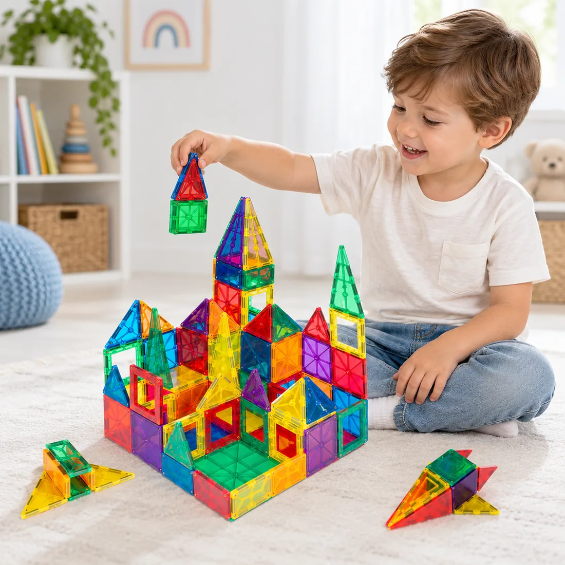 Magnetic tiles set construction building blocks educational stem toy — uso